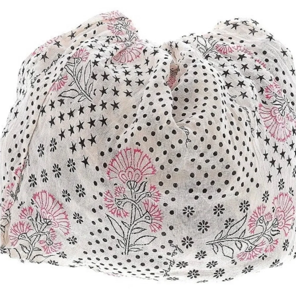 Lightweight White & Pink Floral Cotton Tote Bag